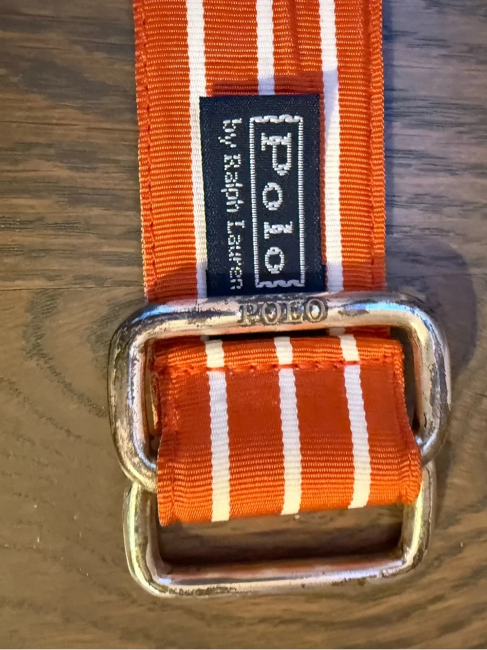Unisex Polo by Ralph Lauren Striped Fabric Vintage Webbing Belt Size Large - Picture 5 of 6